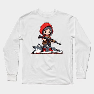 Tactical Little Red Riding Hood Adventure Tee: Where Fairytales Meet Bold Style Long Sleeve T-Shirt